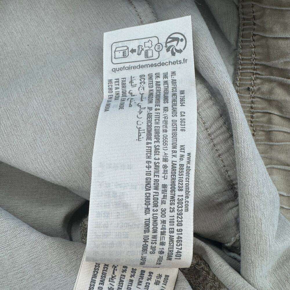 Abercrombie & Fitch Loose size SMALL khaki drawstring pants jogger pockets - Picture 12 of 12